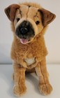 Fao Schwarz Fifth Ave Plush Stuffed Large Dog Tan   Brown Curled Ears 18    Euc