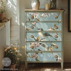 Redesign With Prima Blue Song Spring Bird A1 Fiber Decoupage Paper For Furniture