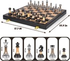 New 17in Luxury Metal   Acrylic Chess Set Weighted Pieces Foldable Wooden Board