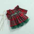 Christmas Kids Baby Girls Infant Toddler Cute Check Cotton Long Sleeves Dresses