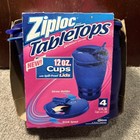 X2 Ziploc Tabletops 12oz Cups W  Spill-proof Lids Dishware 4-pack Straw Holder