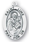 925 Sterling Silver Saint St  Luke Pendant Medal Necklace With Chain