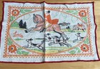 Rare Vintage 1930s Tony Sarg Cocktail Napkins Hunting Dog Horse Linen Set Of 2