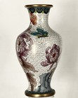 Oriental Chinese Cloisonn   Floral Enamel Design Vase