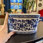 Vintage Chinese Export Blue   White Oval Planter Porcelain Bonsai Jardini  re
