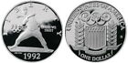  1  1992 Olympic Baseball Silver Dollar   Half Dollar Proof 2 Coin Set W box coa