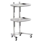 2 Tier Salon Tray Medical Tray On Wheels Tattoo Cart With Foldable Storage Tray