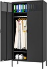 Cofar 71  h Black Metal Armoire Wardrobe Closet Cabinet suitable For Home office