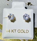 Solid 14k Yellow Gold Stud Earring Basket 1 5 Ct Round Ball Brilliant Studs 5mm