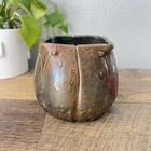 Art Pottery Vase Metallic Copper Luster Iridescent Glaze Green  4 5   