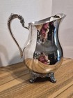Vtg F b  Rogers 3707 Silver Plated Footed Water Pitcher Ornate Handle Ice Guard 