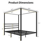 Queen Size Canopy Bed Frame Sturdy W  Built-in Headboard Under Bed Storage Space