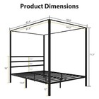 Queen Size Canopy Bed Frame With Headboard Bed Metal Slat No Box Spring Needed