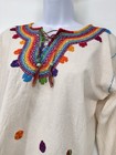 Vintage 60s Mexican Blouse Top Peasant Embroidered Floral Folkwear Art Frida