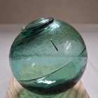 Vintage Japanese Glass Fishing Float 3    Aqua Green Hand Blown Net Float W  Stand