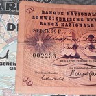 1963 Switzerland 10 Francs P 45 Circulated With Graffiti