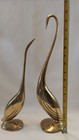 Vintage Pair Brass Swans Geese Small   Medium Figurines Mcm Mid Century  b30 