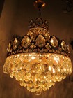 Antique French Big Bohemia Crystal Art Nouveau Chandelier Ceiling Lamp 1940s 15