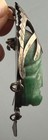 Vintage Mexican Sterling Silver Brooch Pendant  Aztec Mask Carved Aventurine