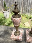 Antique French Marble Bronze Mantel Clock Set Selsie Paris 19thc Garniture Urns 