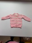 Vintage 1970s Baby Infant Cardigan Fits Like 9-12 Months Pink White Knit Buttons