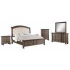 Traditional 5-piece Queen King Unholstered Bedroom Set In Walnut And Beige