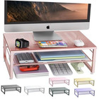  2-tier Metal Monitor Stand Riser  Desk Accessories   Workspace Desk Rose Gold