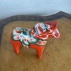 Vintage Swedish Hand Painted Carved Red Wood Dala Horse 4 Inch Tall