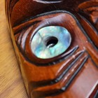 Vintage Maori Rotorua New Zealand Moana Wood Carving Polynesian Shell Tiki Mask 