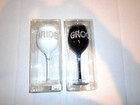 A Pair Of Bride    Groom Toasting Glasses   Black And White Glitter Rhinestones