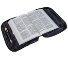 Black Genuine Leather Bible Cover Book Organizer Brief Case