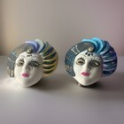 Pair Vintage Hand Painted Ceramic Venetian Style Decorative Wall Hanging Masks