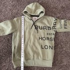 Burberry London Boys Green Pullover Fleece Hoodie Logo Pockets Size L