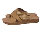 Women Summer Shoe Sandal Size 7 5 Tan camel Slip On Slides Studded New In Box