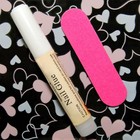 Medium Coffin  first Impression  Grey Full Cover Ballerina 24 Nail Tips   Glue 