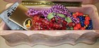 Vintage Genuine Incolay Pink Stone Handcrafted Usa  Large Jewelry Trinket Box 