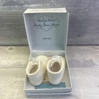 Trimfoot Baby Deer Shoes Infant 2 White Felt Ribbon Tie Vintage 50s Antique Nib