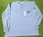 Rasco Fr Flame Resistant Long Sleeve Henley T-shirt Blue Mens 3xl New