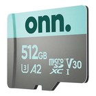 Onn  512gb Class 10 U3 V30 Microsdxc Flash Memory Card