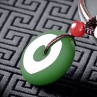 Natural Green Jade Safety Buckle Pendant Chinese Necklace Hand-carved Fine Charm