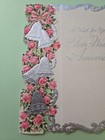 Vtg Greeting Card - Silver Anniversary- Embossed  Bells  Flowers  Used 1965
