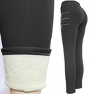 Zipper Detail Women s Winter Plush Lined Thick Pants Solid Color Dressy Leggings