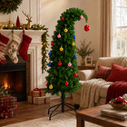 5ft Artificial Christmas Tree Green Curved Top Xmas Holiday Home Indoor Decor