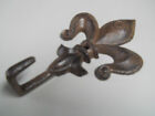 3 Cast Iron Antique Style Rustic Fleur De Lis Coat Hooks Hat Hook Rack Towel  5