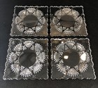 Lot Of 4 Antique Cut Crystal Square Luncheon Plates 7    X 7   