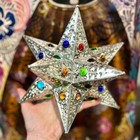 Moravian Tin Star W Colored Marbles  Mexican Xmas Tree Topper  see Description 