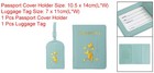 Passport Cover Holder And Luggage Tag Set Pu Suitcase Identifier  Light Blue