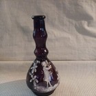 Antique Vtg Amethyst Purple Plum Handpainted Pontiled Glass Barber Bottle 