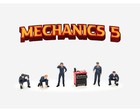 Mechanics 5 Figures Diecast 1 64 Scale Model - American Diorama Ad2435