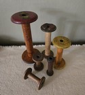 Lot Of 6 Antique Wooden Spools